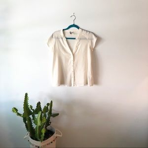 Joie Silk Button Front V Neck Blouse